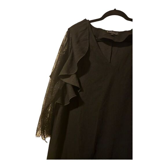 ELOQUII Black Ruffle Lace Sleeve Shift Dress -‎ Size 16 - Picture 4 of 7